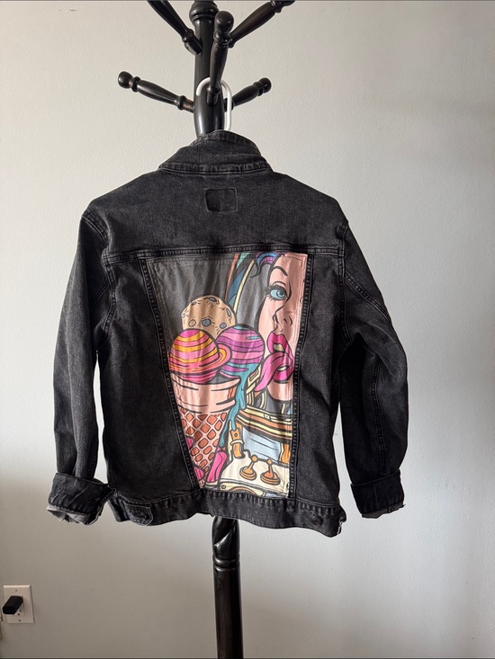 Jackets & Blazers - Comic Graphic Black Denim Jacket
